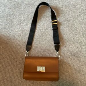 Furla camel leather crossbody handbag
